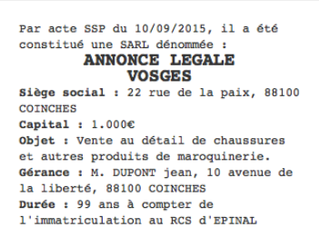 annonce legale vosges